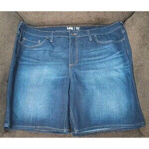 Lee Shorts Womens Size 22 M Bermuda Regular Fit Jean Blue Denim Mid-Rise